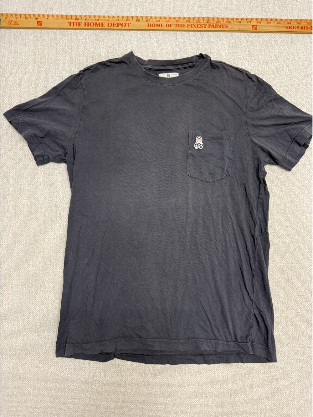 Psycho Bunny Mens Small Dark Grey Vintage Wash Pocket T-Shirt Tee S